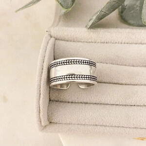 925 Sterling Silver Thick Wide Ring Band Chunky Ring Modern Adjustable Ring